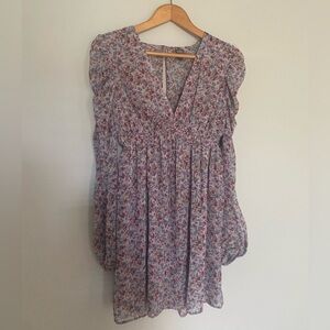Wild Fable Lavender Long Ruched Sleeve V Neck Dress Size Small